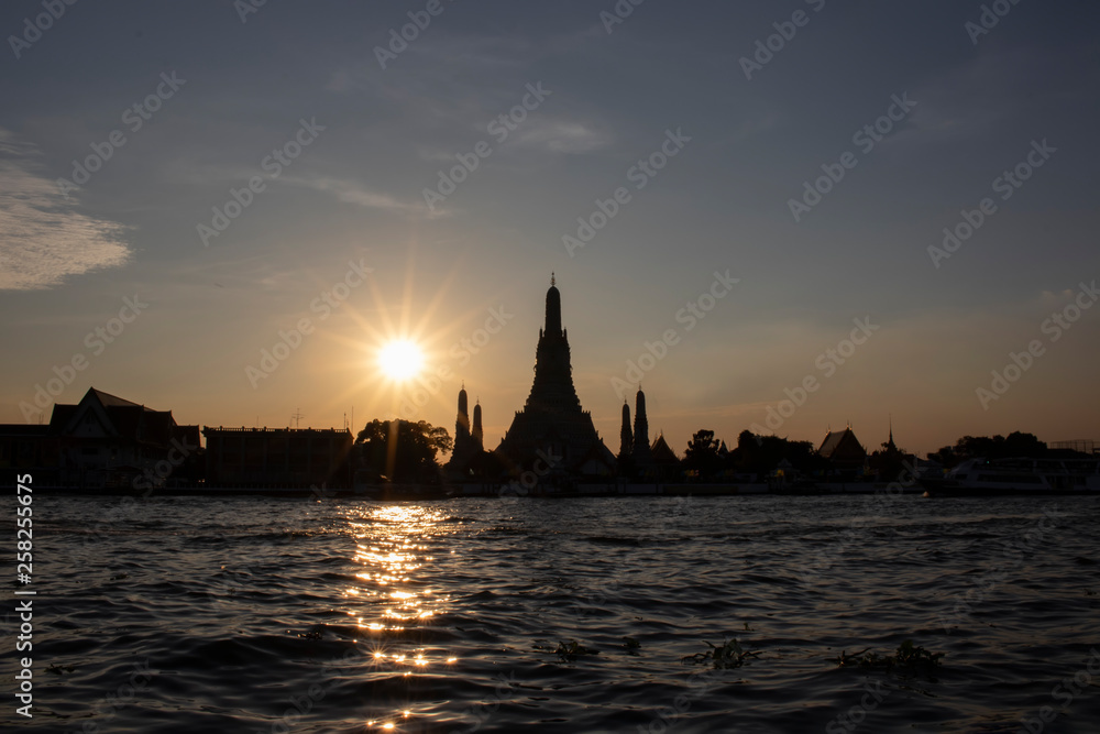 Arun temple, ancient architecture in golden sunset Arun temple, ancient architecture in golden sunset