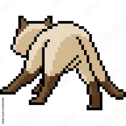 vector pixel art cat back