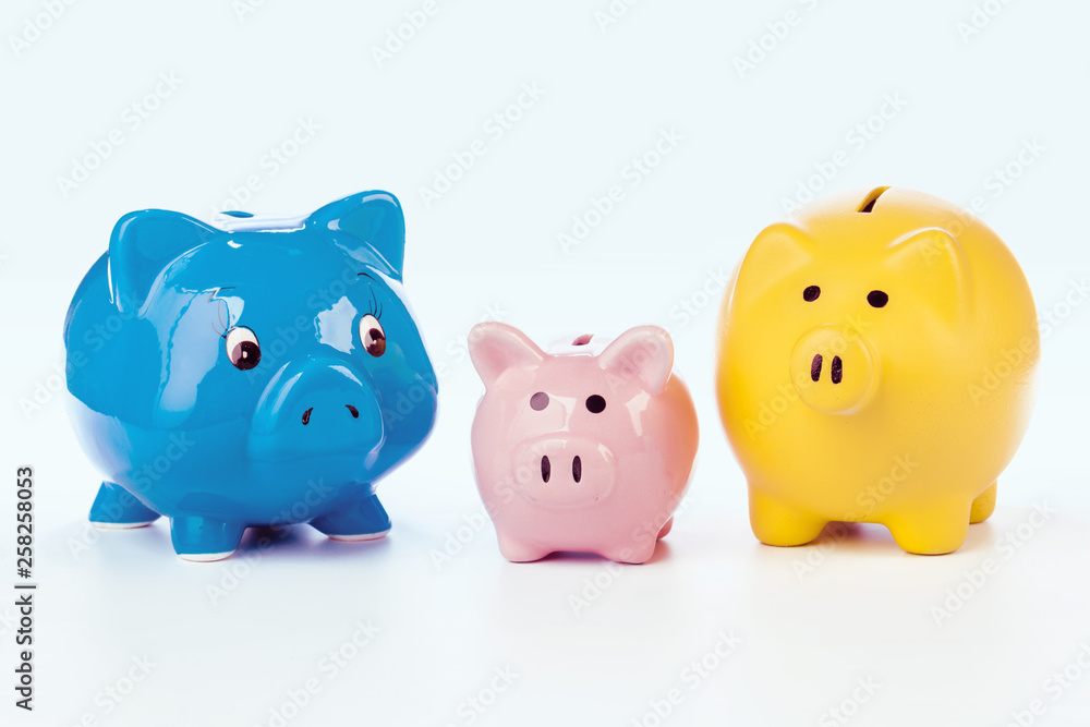 Group of colorful piggy banks Group of colorful piggy banks