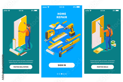 Home Repair Isometric Banners