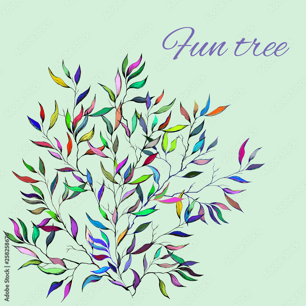 Hand-drawn multicolored flowers. Spring bright outline of leaves to decorate the holidays on paper, cards, greetings. Vector children's illustration Hand-drawn multicolored flowers. Spring bright outline of leaves to decorate the holidays on paper, cards, greetings. Vector children's illustration