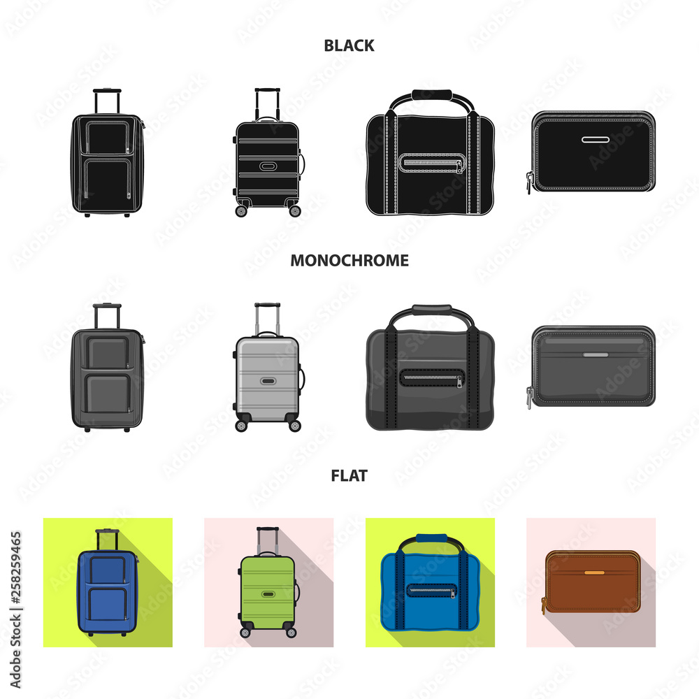Vector design of suitcase and baggage icon. Set of suitcase and journey stock vector illustration. Vector design of suitcase and baggage icon. Set of suitcase and journey stock vector illustration.