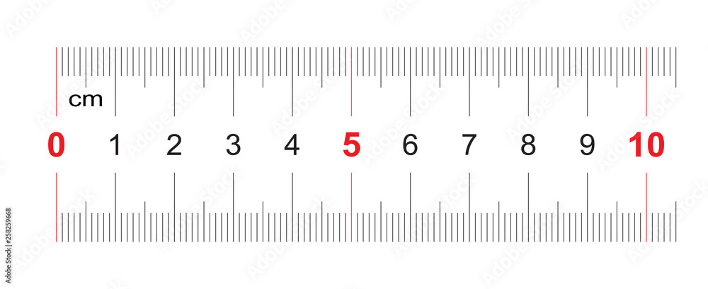 Ruler of 100 millimeters. Ruler of 10 centimeters. Calibration grid. Value  division 1 mm. Precise length measurement device. Two-sided measuring  instrument. Stock Vector | Adobe Stock