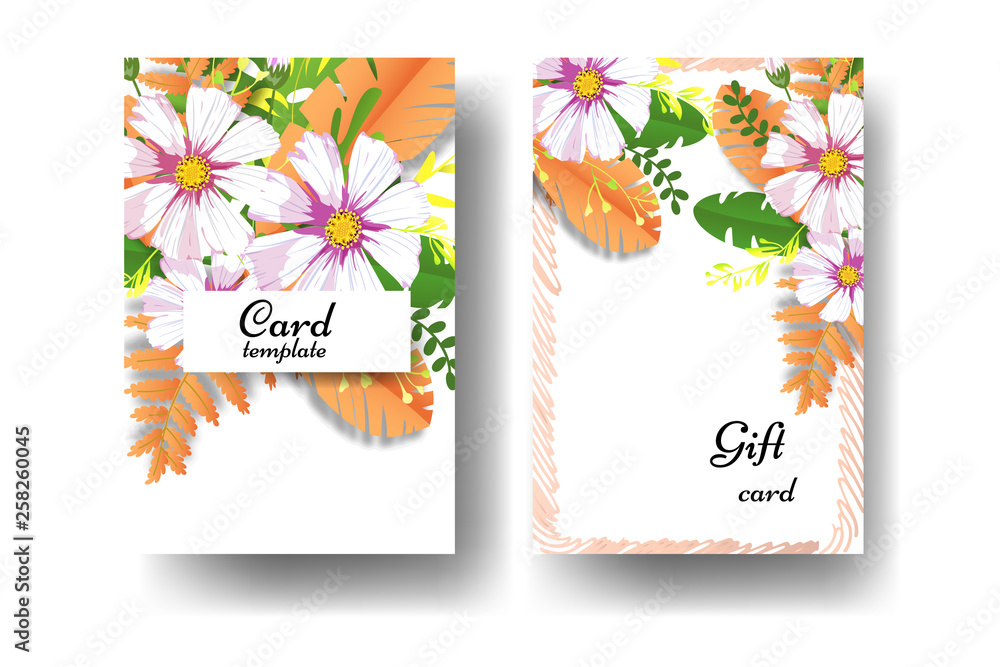 Naklejka premium Flowers background. Brochure creative with foliage design. Modern brochure cover design.