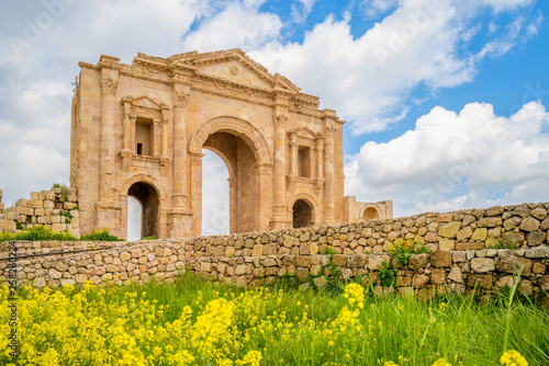 Arch of Hadrian, gate of jerash, amman, Jordan photo