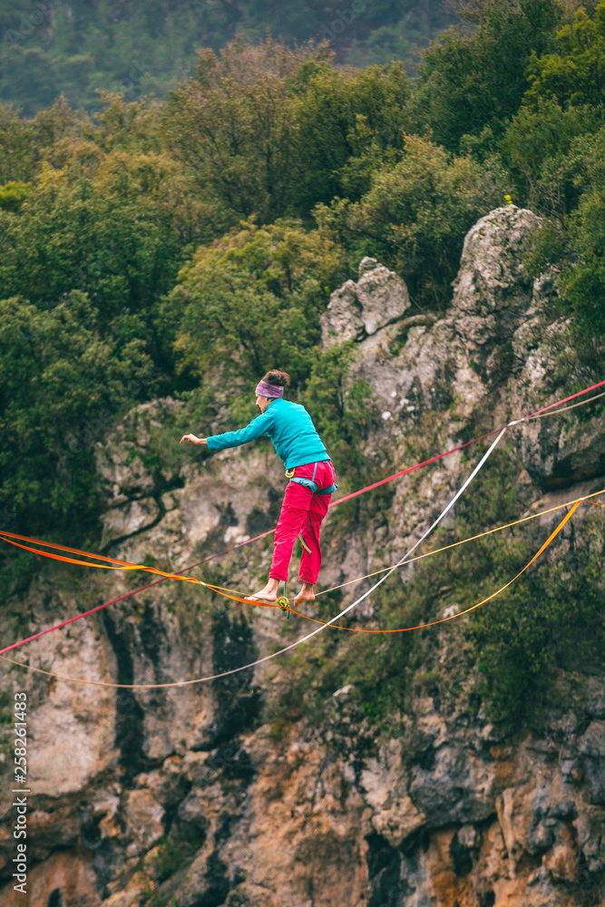 Fototapeta premium Highline in the mountains.