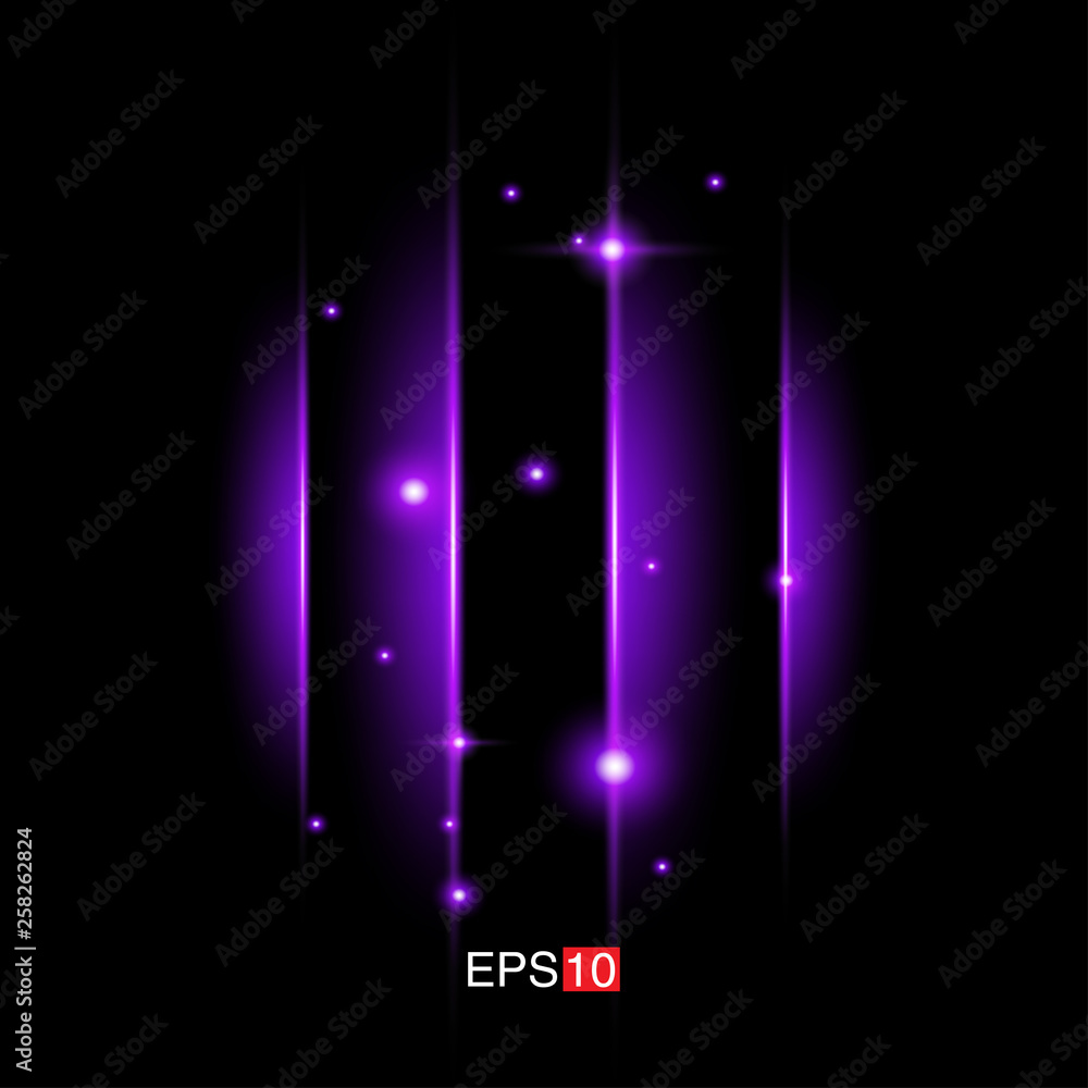 isolated purple Rays with lens flare, Sun flare, flare on the black background. Transparent Vector Illustration isolated purple Rays with lens flare, Sun flare, flare on the black background. Transparent Vector Illustration