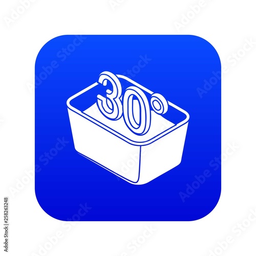 Hand wash 30 degrees celsius icon blue vector isolated on white background