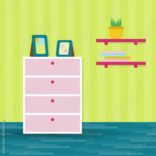 Chest of drawers for girls room vector illustration