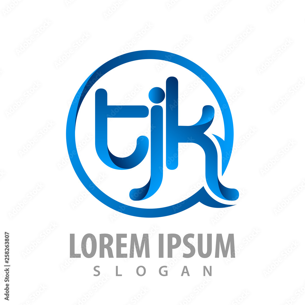 Circle initial letter TJK concept design. Symbol graphic template element vector Circle initial letter TJK concept design. Symbol graphic template element vector