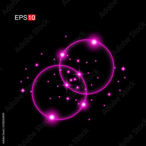 isolated pink Rays with lens flare  Sun flare  flare on the black background. Transparent Vector Illustration