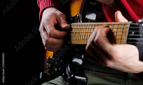 Play the guitar. Live music. Music festival. Electric guitar, guitarist, musician rock. Musical instrument. Guitars, strings. Music concept. Guitar acoustic.