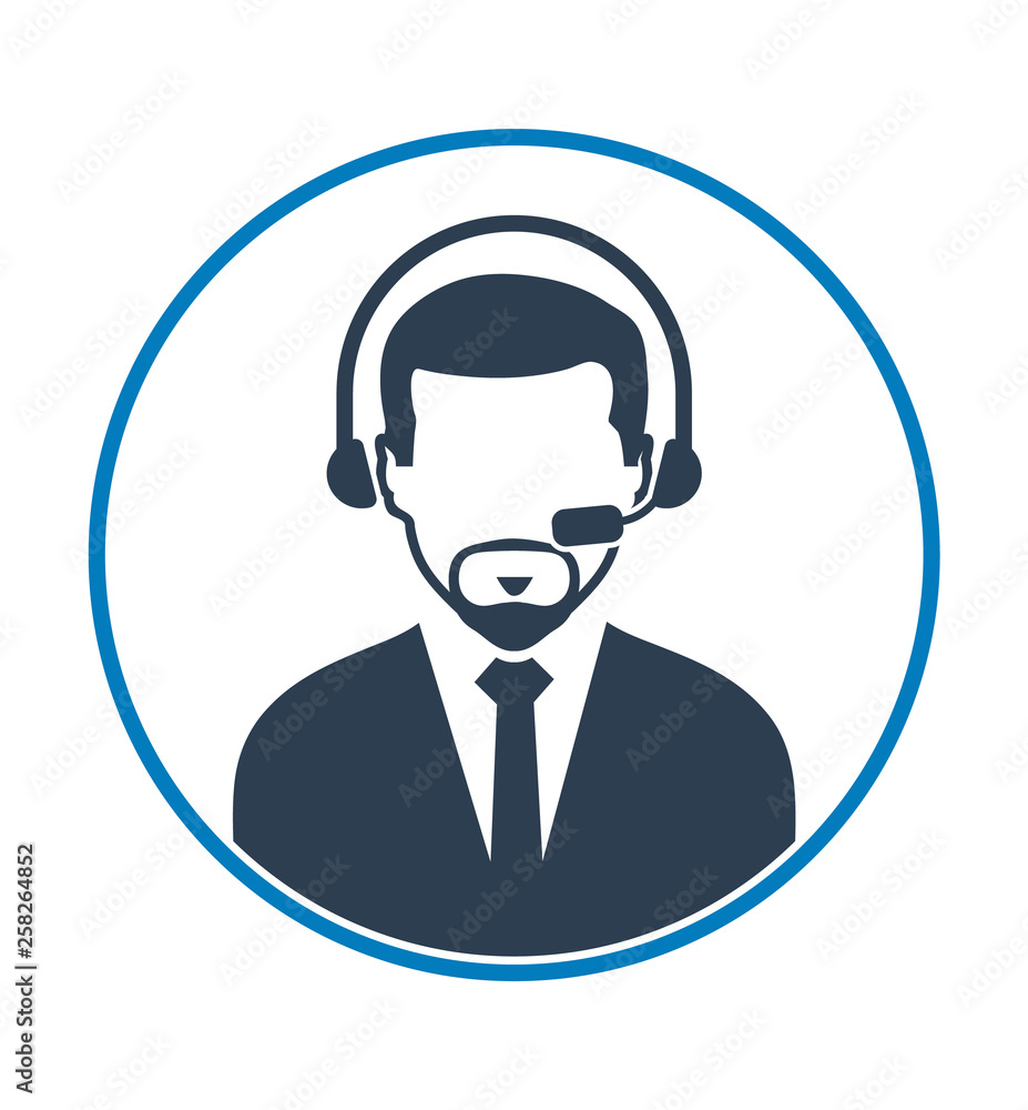 Call centre operator icon. Flat style vector EPS.