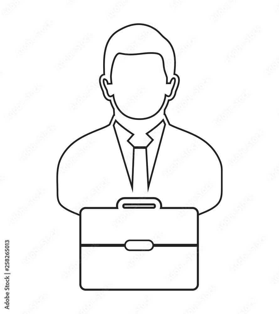 Businessman line Icon with briefcase symbol. Editable vector EPS.