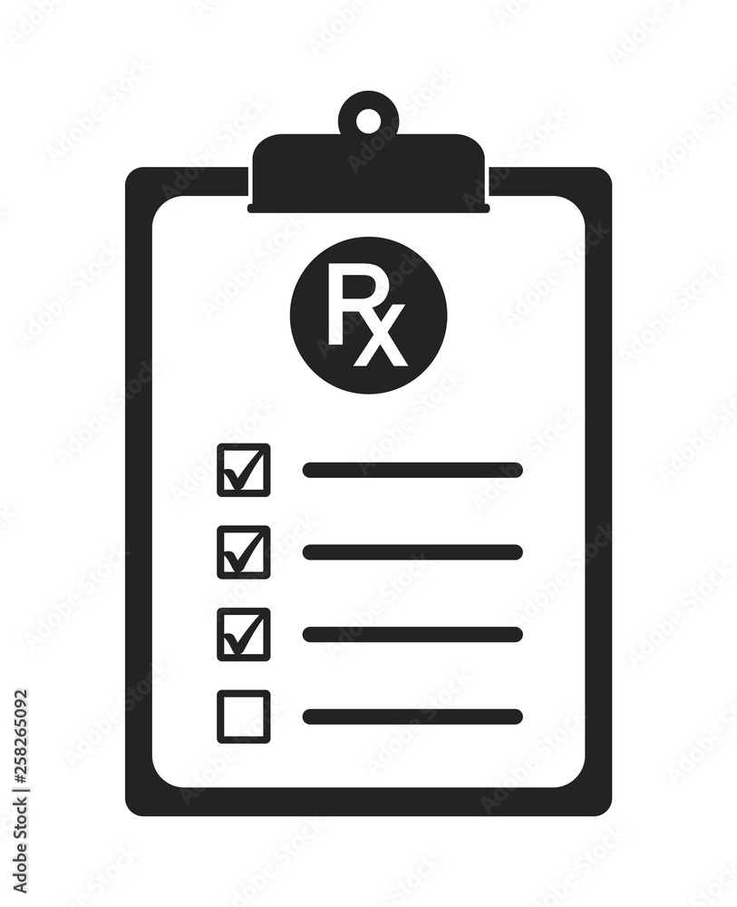 Medical Test Report Icon on clipboard symbol. Flat style vector EPS.