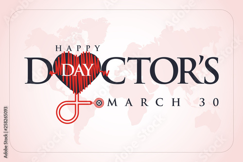 30 Mart Dünya Doktorlar Günü. Translation: March 30,  World Doctor's Day. concept greeting card, National Doctors Day Template calligraphy, vector, illustration. 