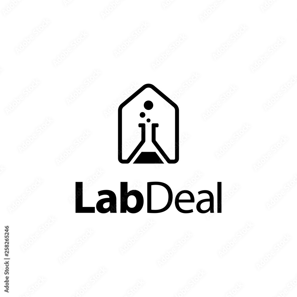 illustration logo combination from lab tube with price tag logo design concept illustration logo combination from lab tube with price tag logo design concept