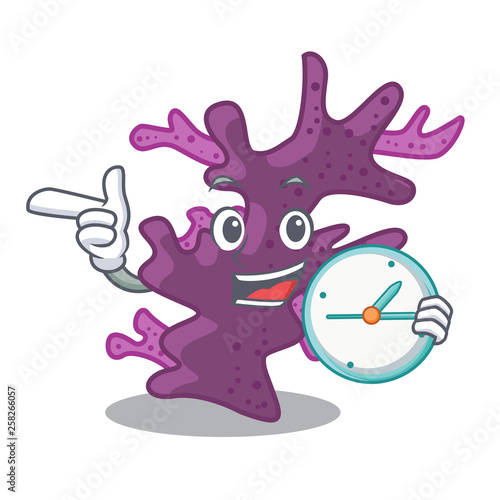 With clock purple coral reef isolated with character