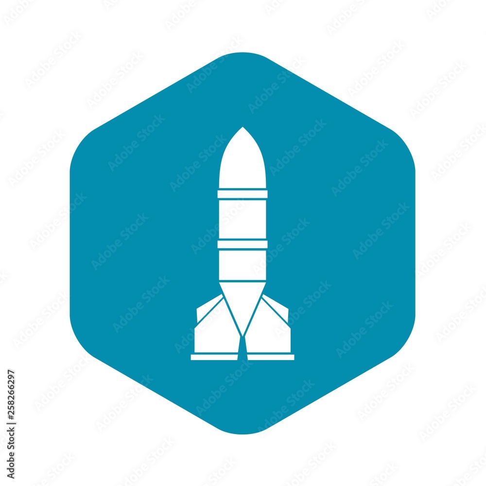 Rocket icon in simple style isolated on white background. Aircraft symbol Rocket icon in simple style isolated on white background. Aircraft symbol