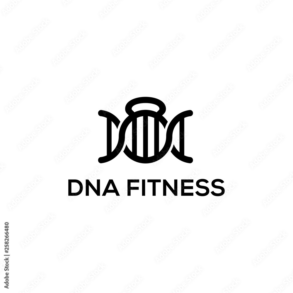 kettlebell with helix or dna logo design concept kettlebell with helix or dna logo design concept
