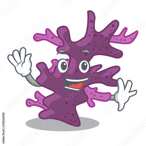 Waving purple coral reef isolated with character