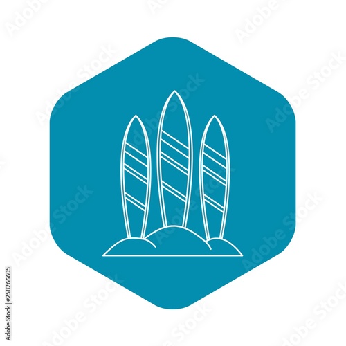 Serfing board icon. Outline illustration of serfing board vector icon for web