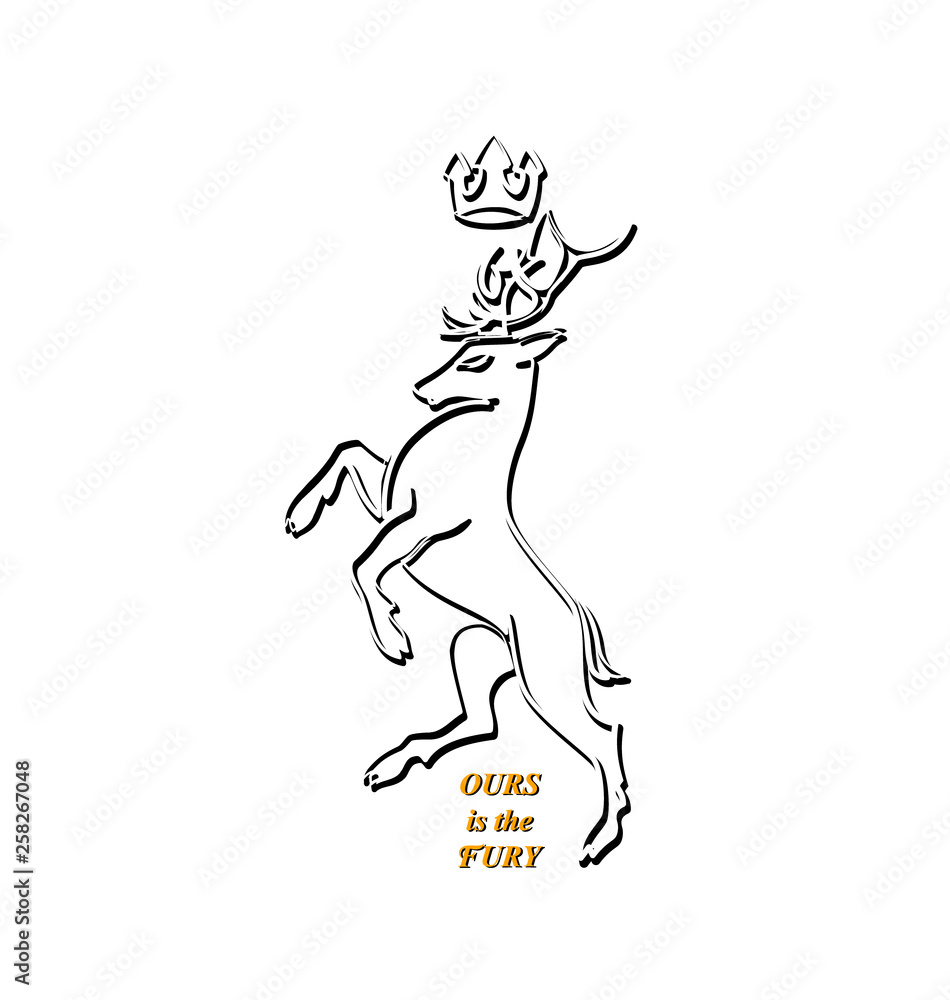 Fototapeta premium Contour of the majestic deer. Noble animal. Graphic design element for printing on paper or textile.