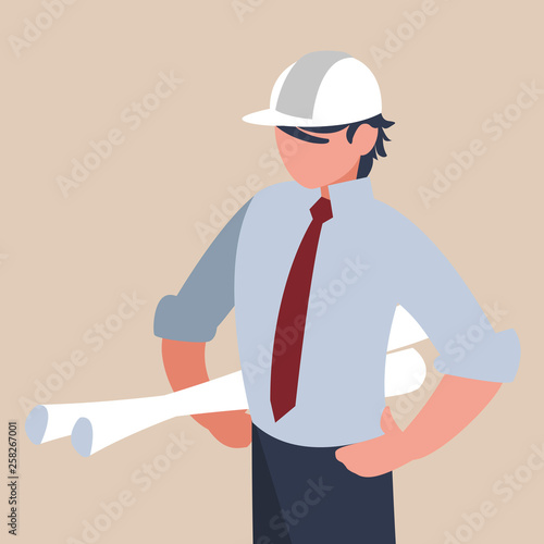 elegant engineer with planes paper
