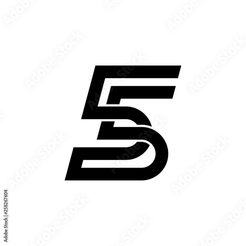 Black five or double five logo design concept