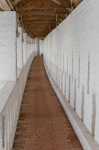 Long narrow corridor in an old building