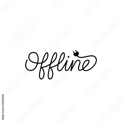 Black wordmark offline electric plug logo design template