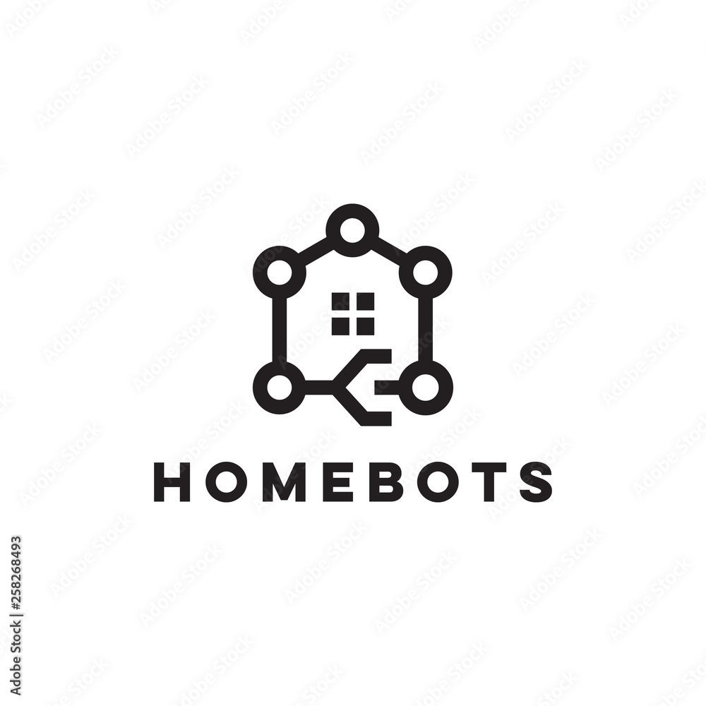 illustration logo from robot hand with home logo design concept illustration logo from robot hand with home logo design concept