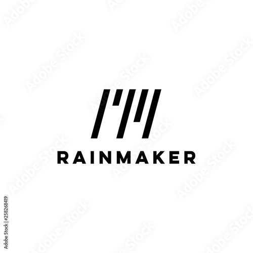 initial letter R and M with rain logo design template