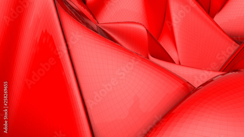 red deformed three-dimensional plane. abstract background. 3d render