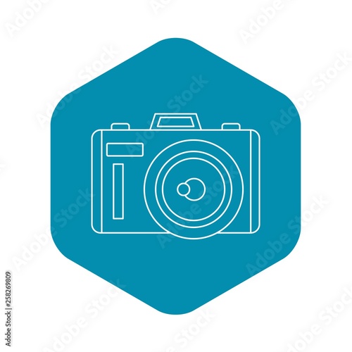 Photocamera icon. Outline illustration of photocamera vector icon for web