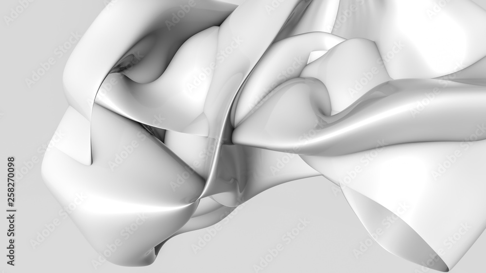 Obraz premium Abstract white three-dimensional shape on a light background. 3d render