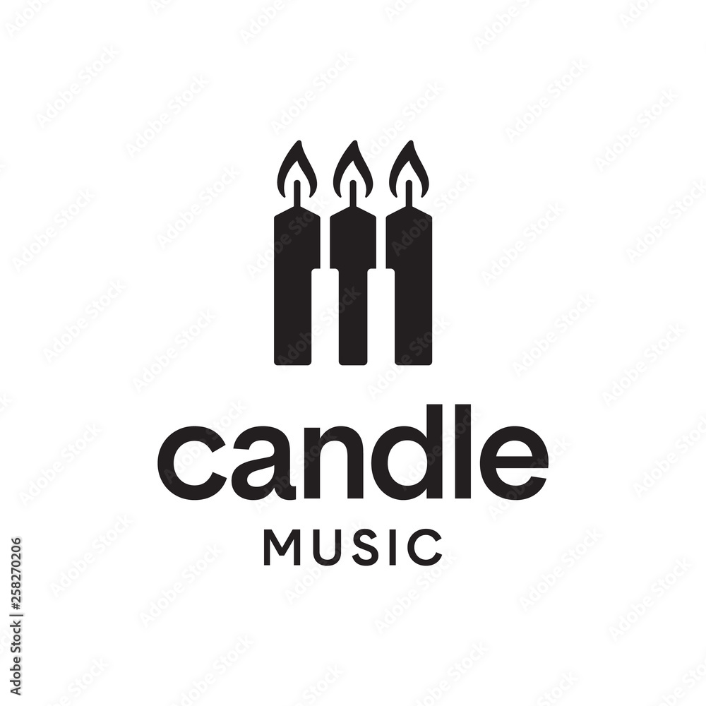 illustration logo from candle with piano logo design concept illustration logo from candle with piano logo design concept