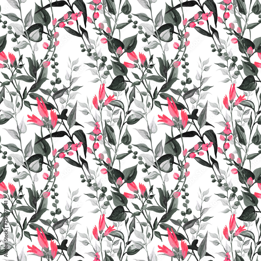 Floral seamless pattern. Handmade acrylic.