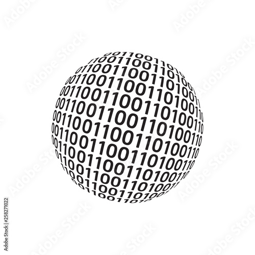 Binary globe vector icon logo design concept