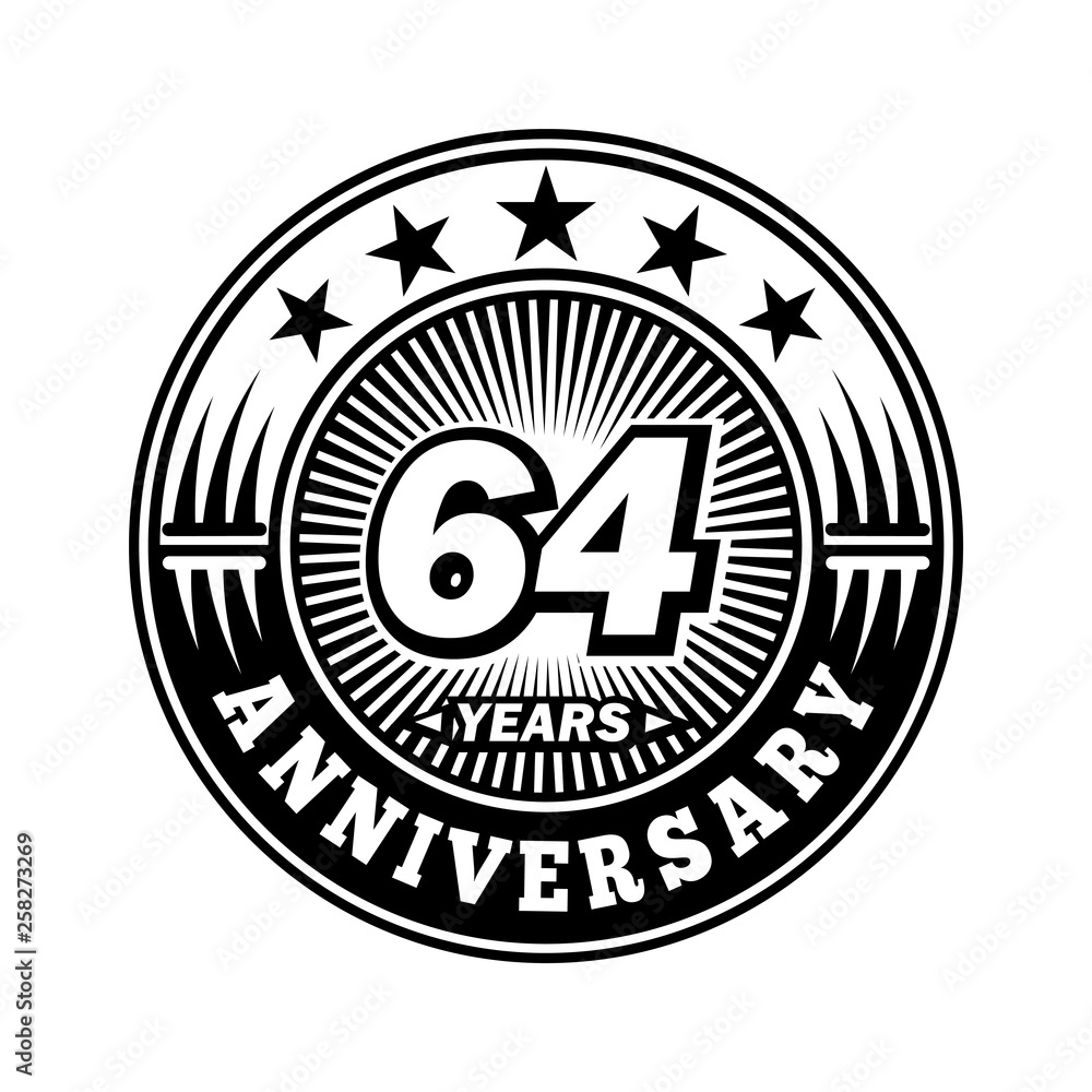 64 years anniversary. Anniversary logo design. Vector and illustration.