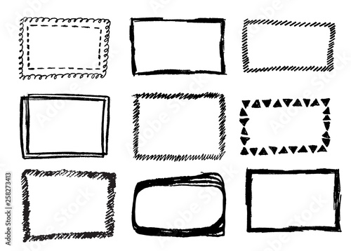Hand Drawn Vector Frames Collection Isolated on White