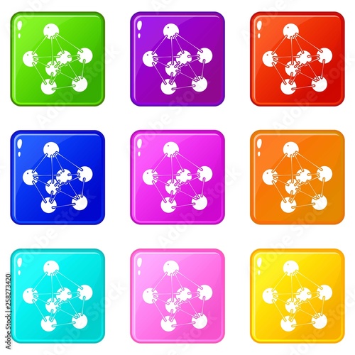 Phenol icons set 9 color collection isolated on white for any design