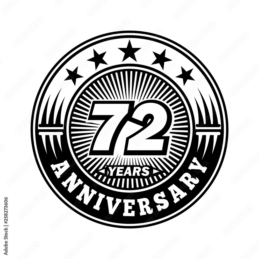 72 years anniversary. Anniversary logo design. Vector and illustration.