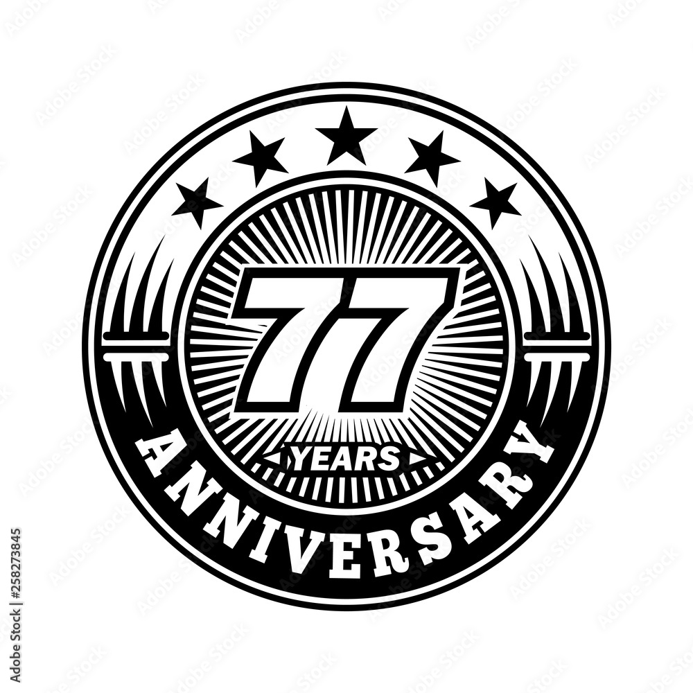 77 years anniversary. Anniversary logo design. Vector and illustration.