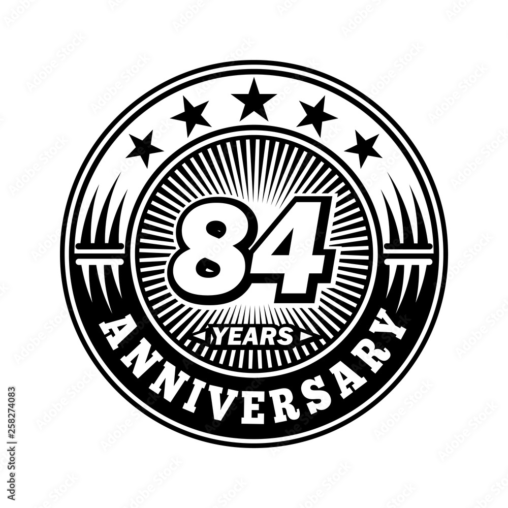 84 years anniversary. Anniversary logo design. Vector and illustration.