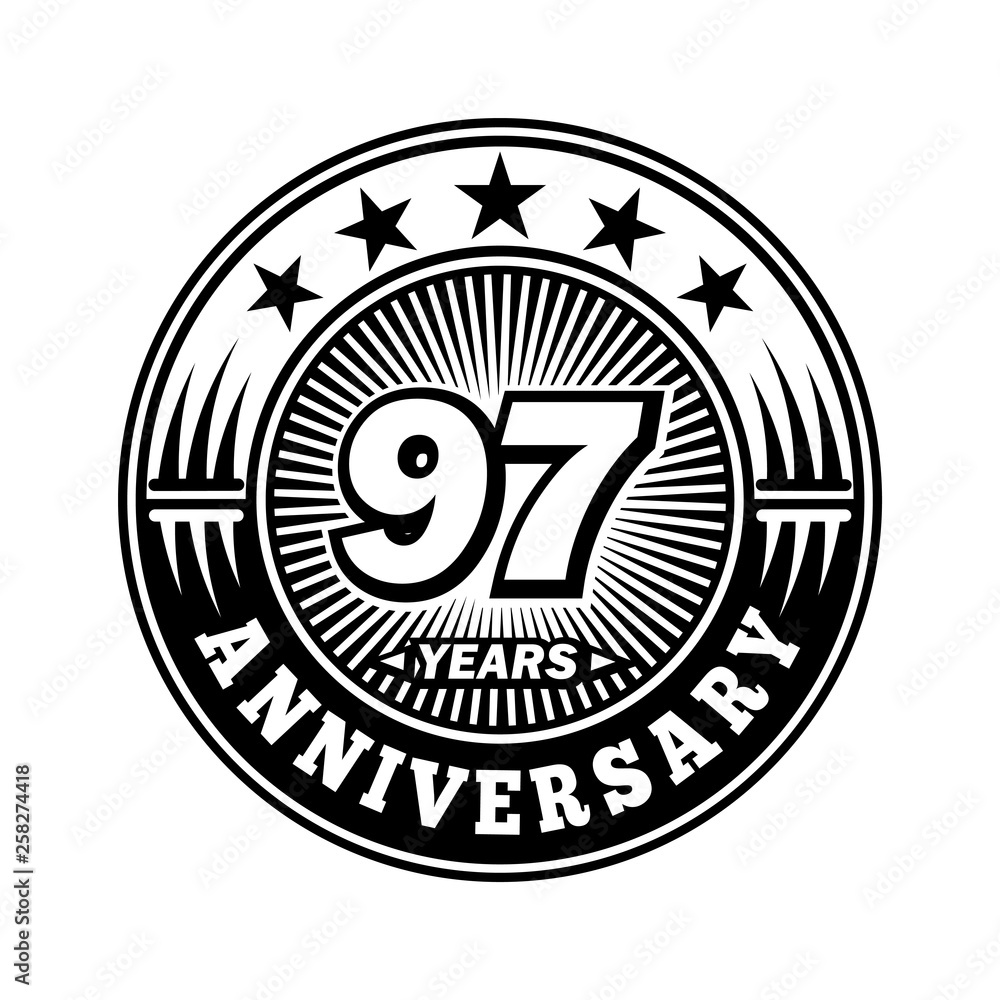 97 years anniversary. Anniversary logo design. Vector and illustration.