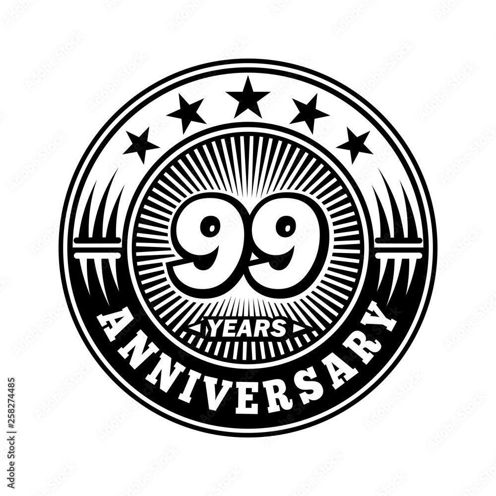 99 years anniversary. Anniversary logo design. Vector and illustration.