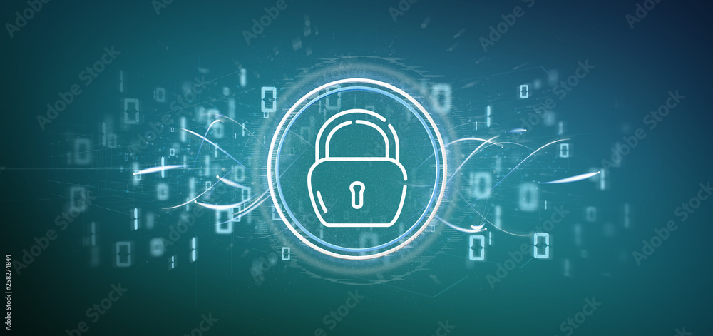 Security padlock wheel icon with multimedia and social media icon 3d rendering Security padlock wheel icon with multimedia and social media icon 3d rendering