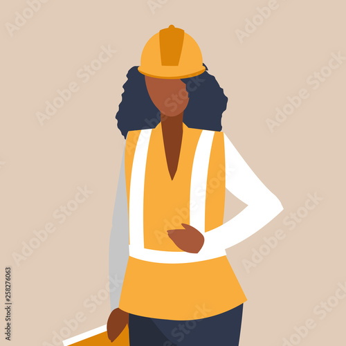 female industrial black worker character