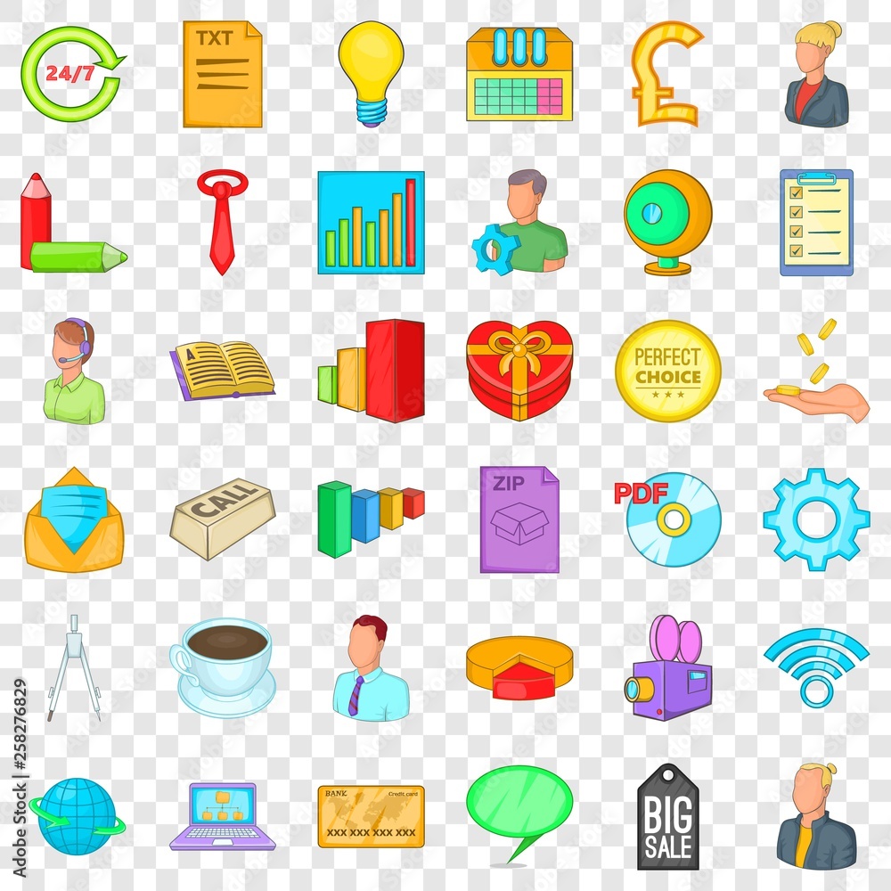 Virus marketing icons set. Cartoon style of 36 virus marketing vector icons for web for any design Virus marketing icons set. Cartoon style of 36 virus marketing vector icons for web for any design